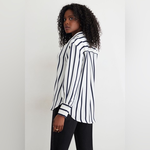 Dynamite Frida Striped Button Up Blouse - Picture 2 of 7